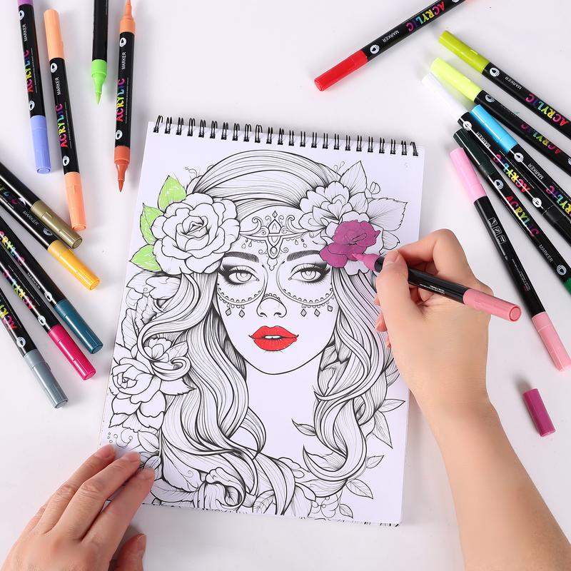 24-Page Stress Relief Coloring Book, Thick 160g Paper, Spiral Bound, Ideal for Home and Outdoor Use, Fun and Simple Coloring Experience