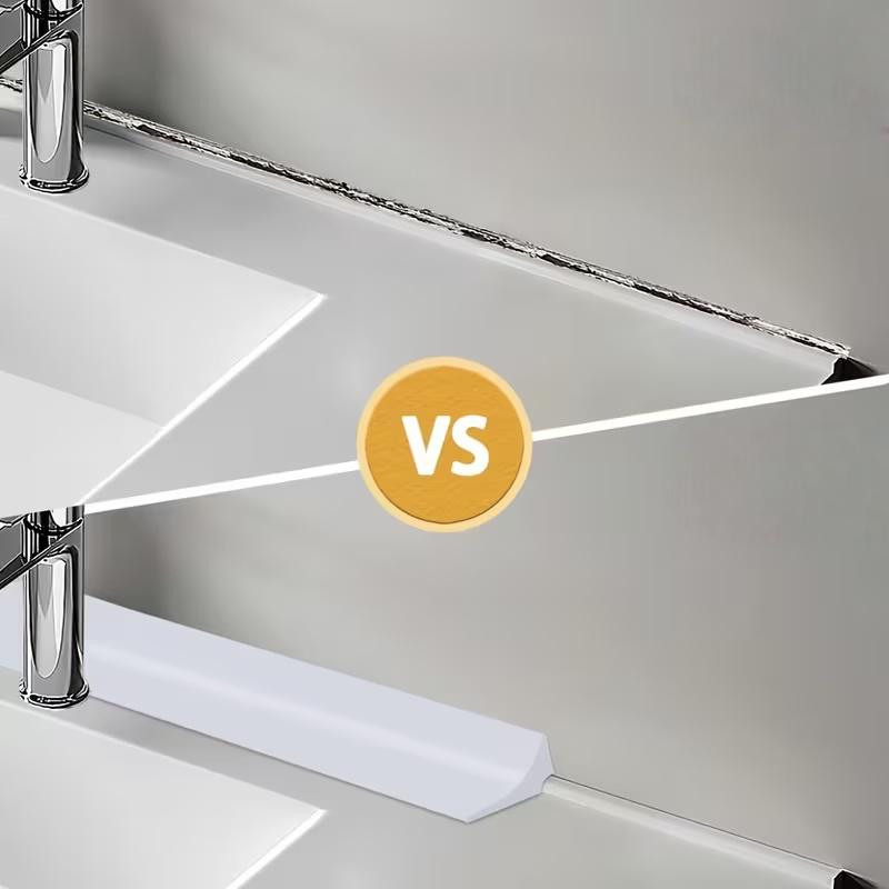 1pc 2meters Self-adhesive notch water stopper, Self-Adhesive Kitchen Countertop Sealing Strip, Sink Edges and Stove Side Gap Strip, Bathroom Washbasin Countertop Strip, for Wet and Dry Area Separation