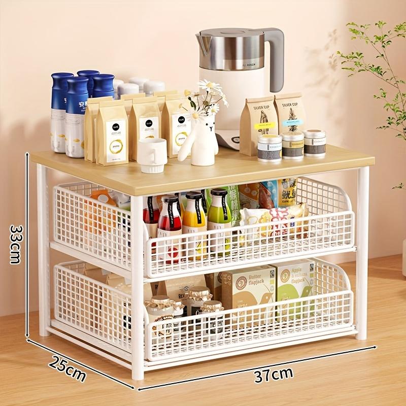 1pcs Multi Layer Storage Shelf Kitchen Condiments Bathroom Toiletries Coffee Machine Under Counter Organizer Tiered Rack for Tea Bread Snacks Cups Beverage Storage Rack