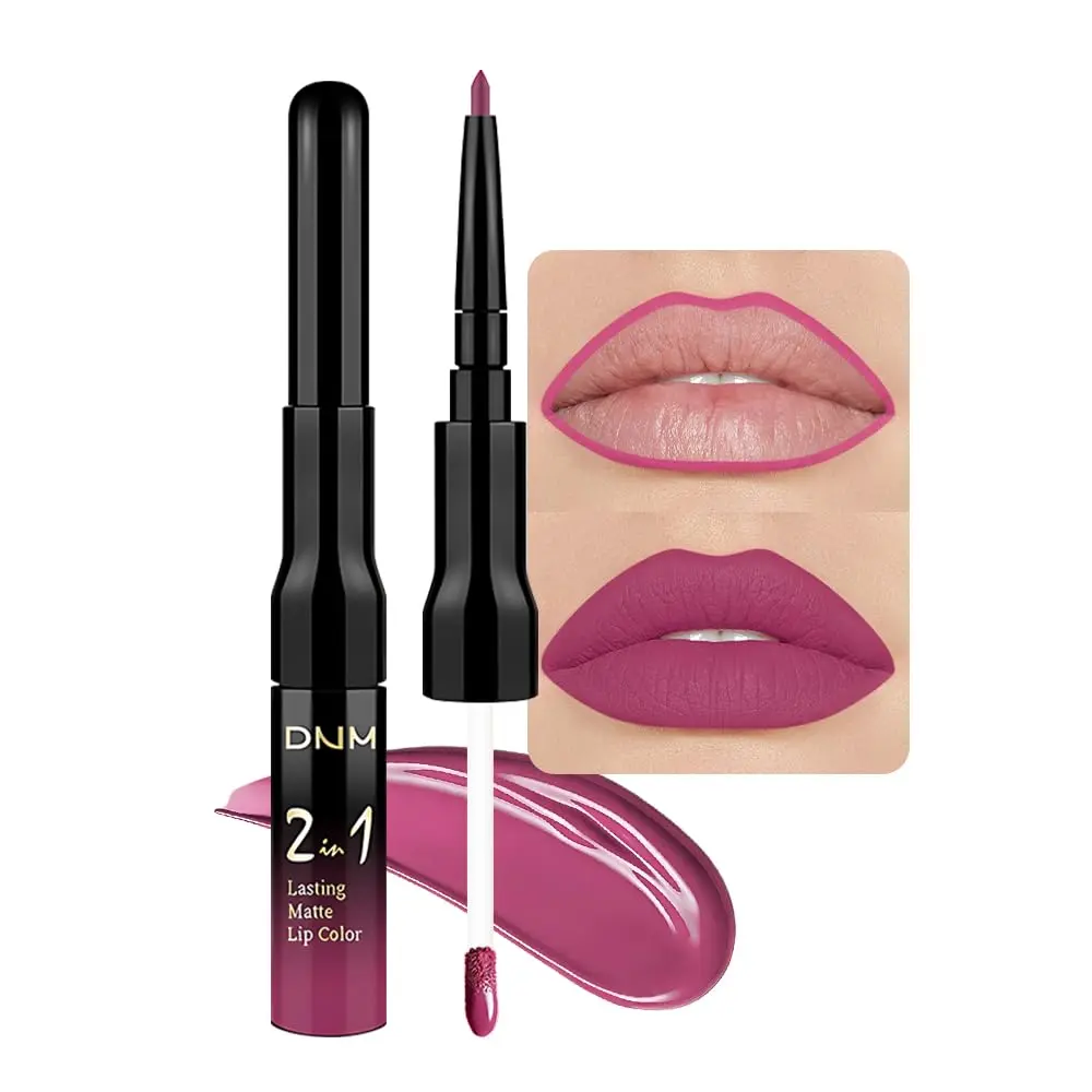 DNM 1Pc Ruby Stoplight Red Lipstain & Matte Lip Liner Set - Cosmetic Lip Products, Longlasting Matte Formula, Smudge-Proof, Water-Resistant, 24H Wear, Shade 05
