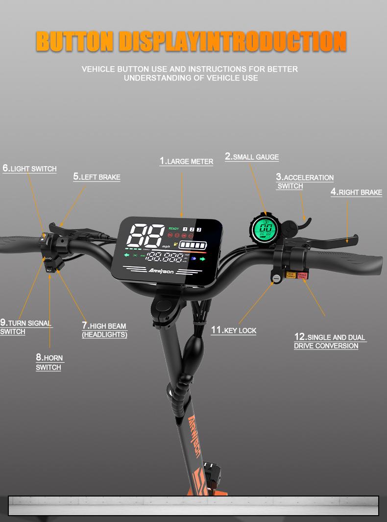 46 MPH Electric Scooters for Adults,11'' Off-Road Tires 5600W Dual Motor E-Scooter With Adjustable Seat,60V27AH Removable Battery Shock Absorbers Electric Scooter 46 MPH Electric Scooters for Adults,11'' Off-Road Tires 5600W Dual Motor E-Scooter With Adjustable Seat,60V27AH Removable Battery Shock Absorbers Electric Scooter