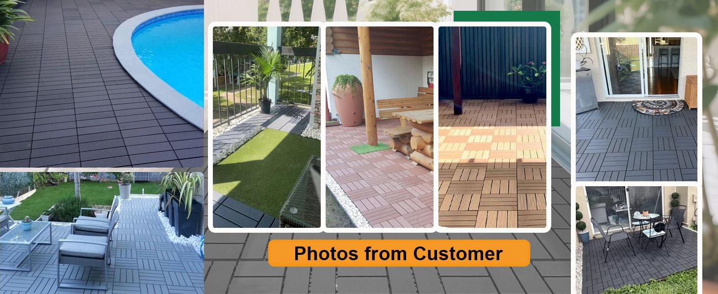 Interlocking Deck Tiles, 44 Pack ,12"x 12" Waterproof Outdoor Flooring All Weather Use, Patio Floor Decking Tiles For Porch Poolside Balcony Backyard