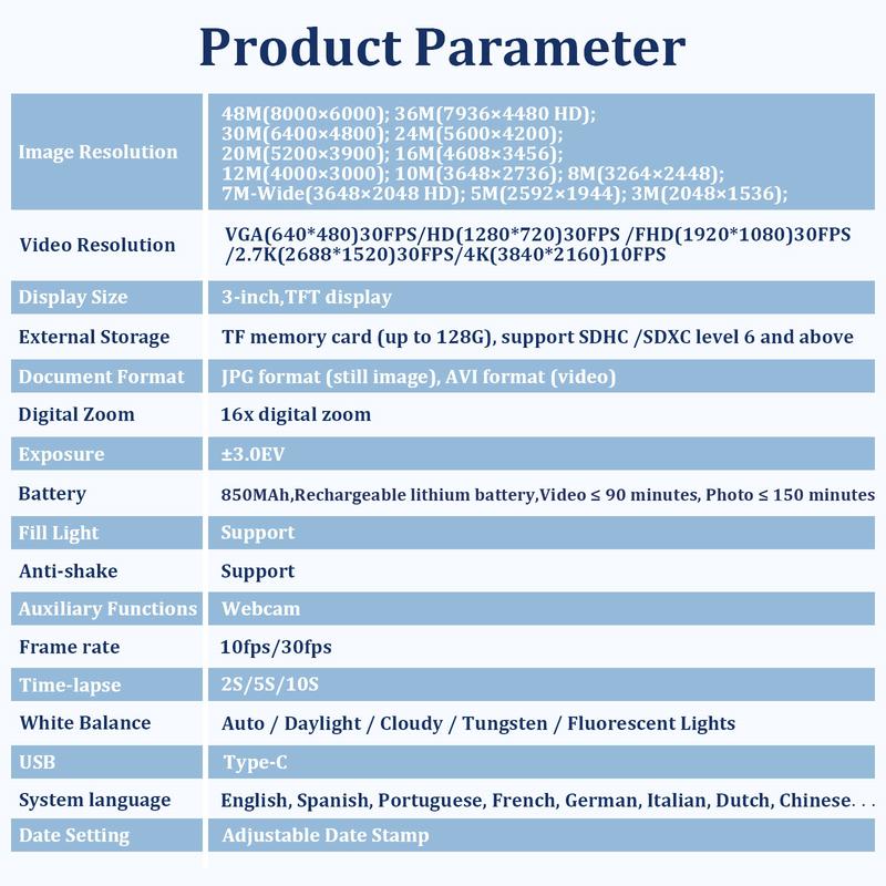 DC101 Digital Camera, 4K Video Recording & 48MP Auto Focus Camera, 180 Degree Flippable Display Camera, 16X Magnification Digital Camera with 32G Memory Card, Ideal Gift for Photography Beginners
