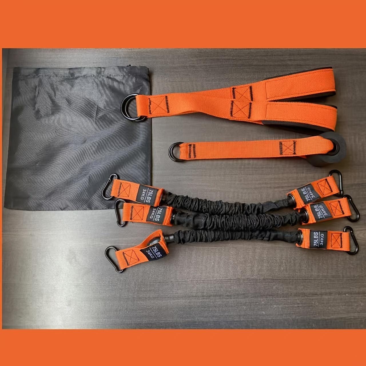 1 Set of 5pcs Latex Resistance Training Equipment, Workout Equipment, with Adjustable Resistance, Weight Capacity 225Lbs, Including 1pc Handle, 1pc Door Anchor And 3pcs Latex Resistance Bands, Suitable for Shoulder Press, Fitness Equipment