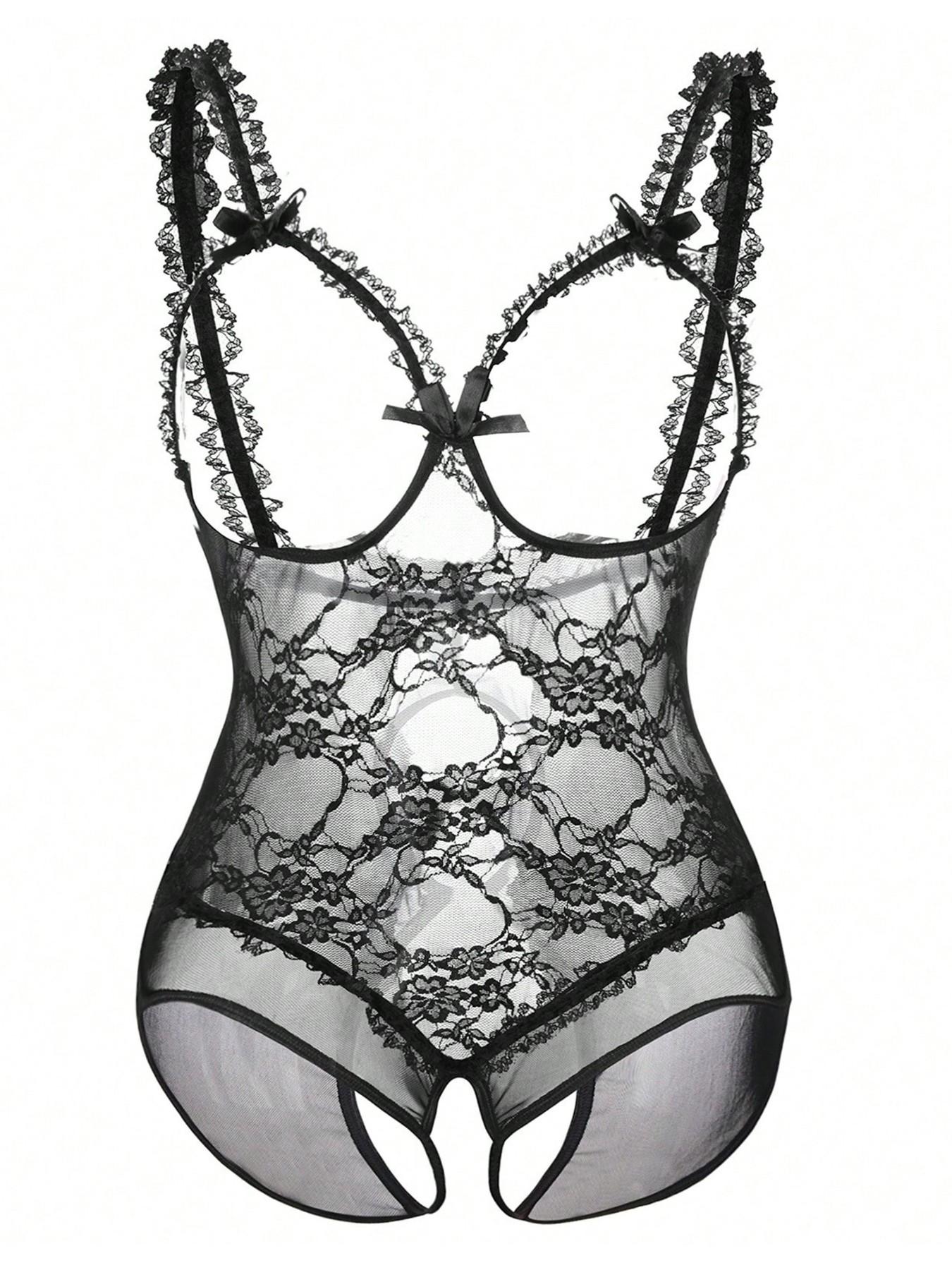 Women's Plus Size Sexy Lace Teddy One-Piece Sleepwear, Underwear, Shortie Bodysuit Clothes, Adjustable Strap, Mini Sensual Tight-Fit Lingerie, All Seasons