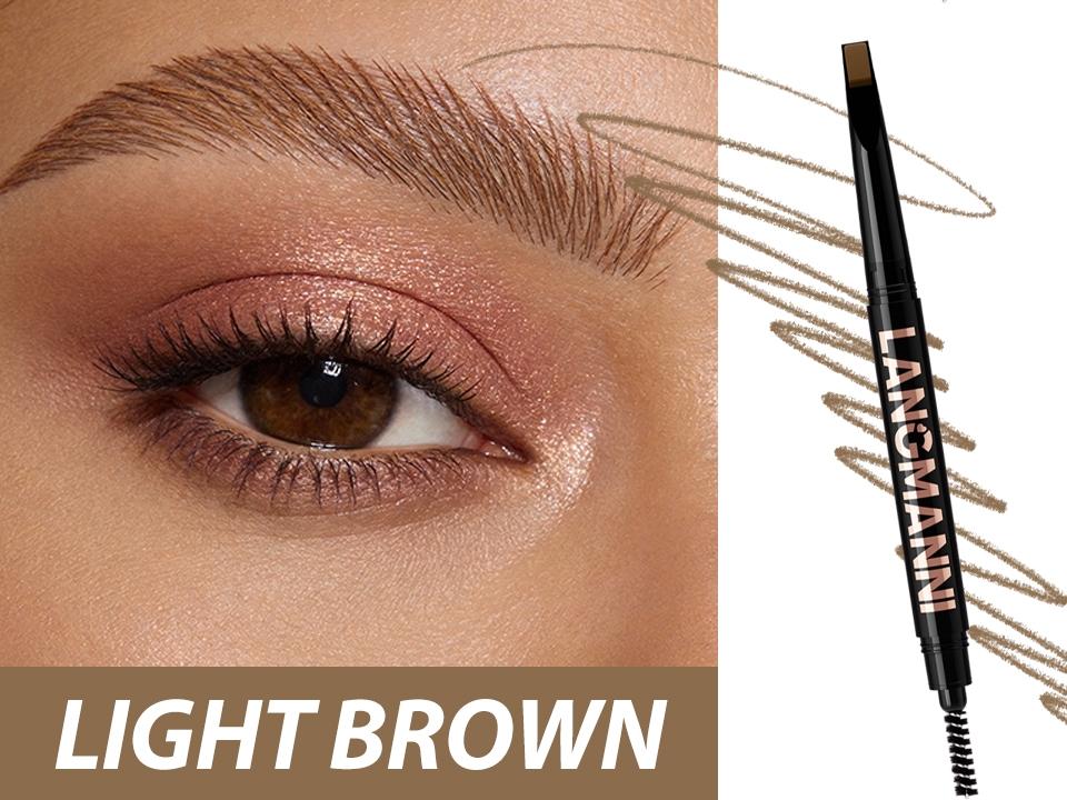 Dual-Ended Retractable Eyebrow Pencil, Ultra-Fine Blade Tip Eyebrow Definer with Spoolie Brush, Waterproof Smudge-Proof Brow Pencil for Natural Microblading Effect, 4 Shades Available