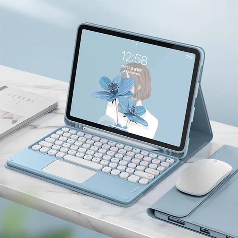 Free Mouse Touchpad Keyboard for iPad Tablet 10.2 7 8 9th Pro 10.5 Air 3 Foldable Protection Case, iPad Cover with Keyboard, PU Leather Smart Cover for 10.9 Inch 10th Gen, iPad Accessories