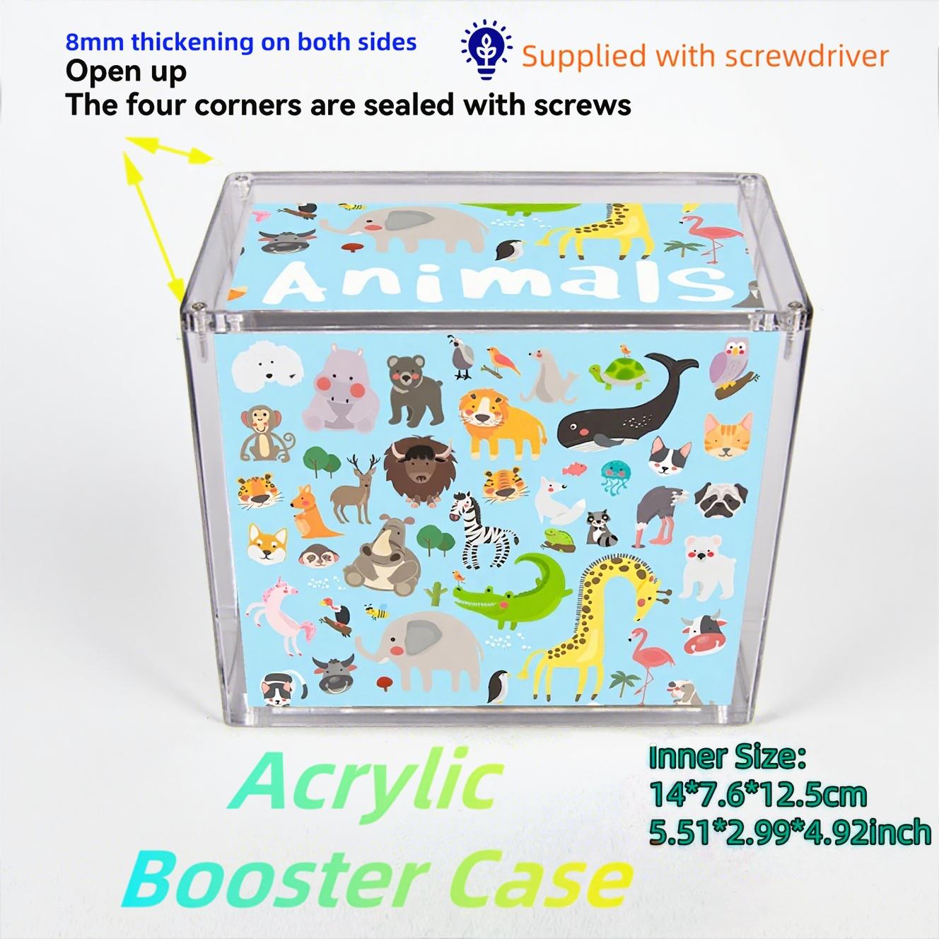 1pc for PTCG Booster Box Cartoon Trading Cards Clear Acrylic Box Protector Display Case with Corner Screw Closure for Sports Games Figure Durable Protection Holder Storage Box for Collectors Trade Card Box (Screwdriver Included, Check yours‘ Size)