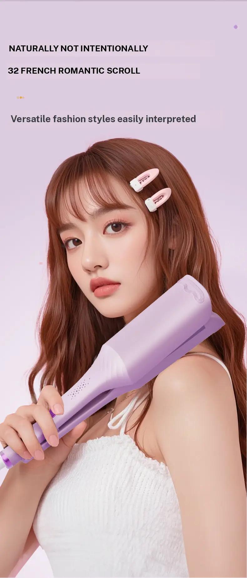 French Style 2025 New Upgrade 32MM French Wave Curling Iron 30W 3 Barrels Adjustable Temperatures Fast Heating 30 Seconds Auto Off Safety Lock Silicone Cover 1.6m Extension Cord for All Hair Types Beauty & Hair Styling Fashionable New Looks use dollar