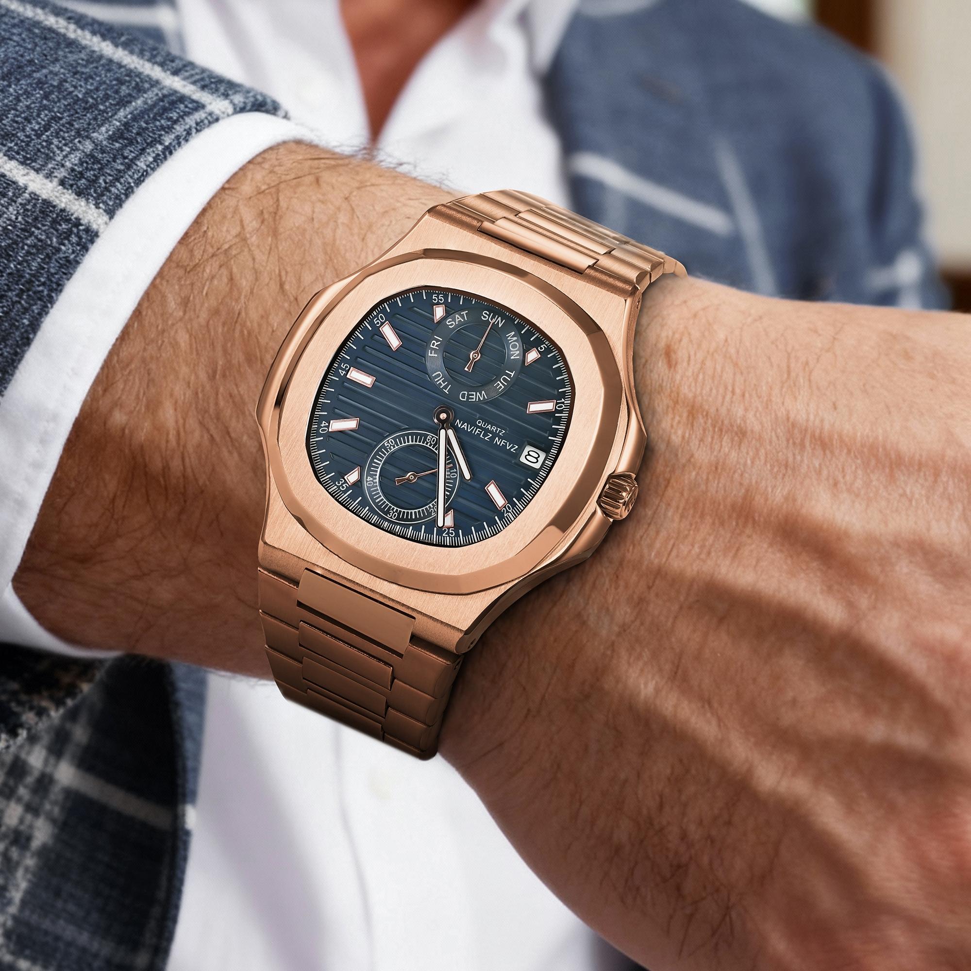 NAVIFLZ NFVZ  Luxury Men Wristwatch Business Waterproof Luminous Date Man Watch Stainless Steel Men's Quartz Watches Relogio Masculino