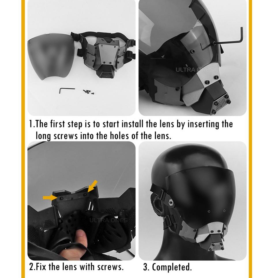 Full Face Mask, Breathable Tactical Mask, Party Role Play Mask, Cyberpunk Style Mask, Holiday Party Supplies