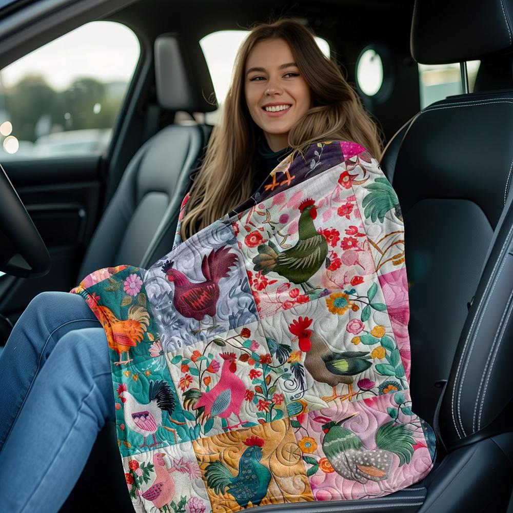 Cute Patchwork Chicken Pattern Blanket, Ultra Soft Flannel Throw Blanket, Shawl Blanket, Small Cover Blanket, Perfect Holiday Gift
