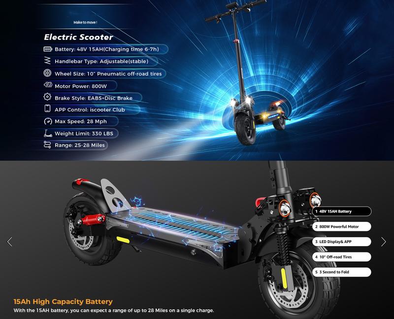 【Valentine's Day】Electric Scooter, 800W/500W Motor, 28MPH/25MPH,28 Miles/23 Miles,10' Pneumatic Tires, LED Screen Design, Double Suspension, APP Control, Electric Scooter Adults for Commuting/Playing