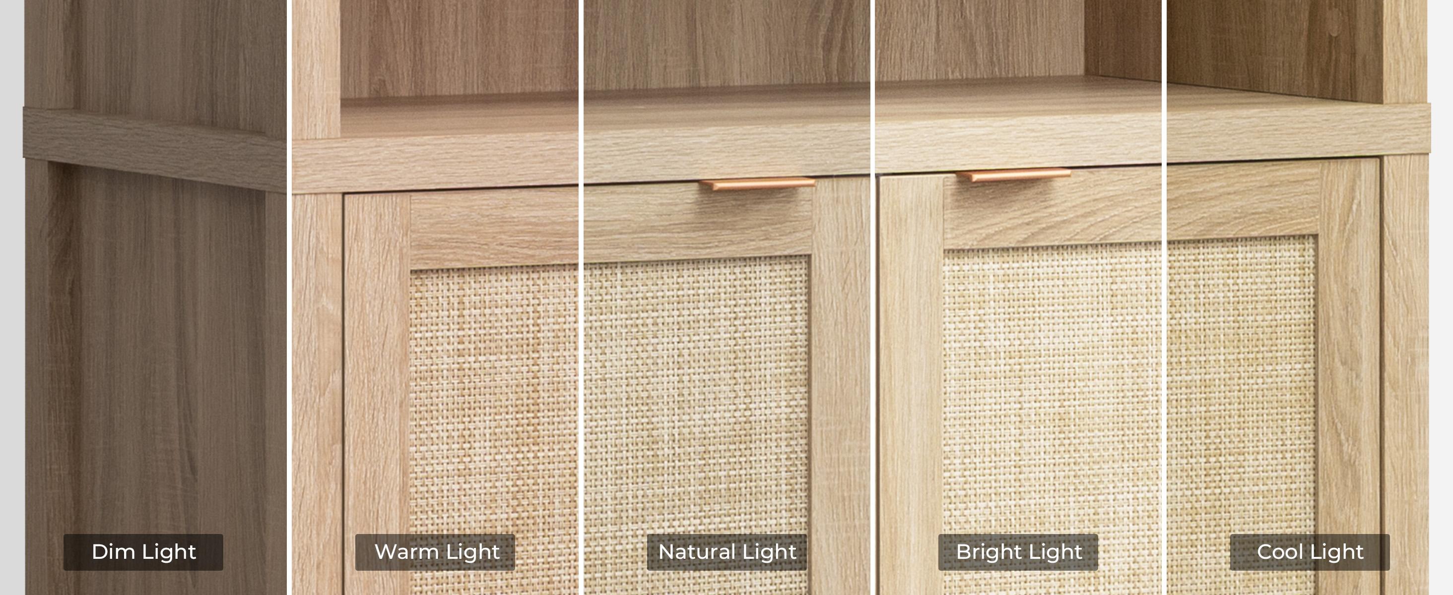 SICOTAS Book Shelf Arched Cabinet Bookshelf Arch 84.2" Tall Bookcase 5 Tier Large Bookshelves with Doors Storage Rattan Boho Wide Book Shelves Case for Living Room Kitchen Office Bedroom Library, Robust and Durable