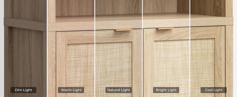 SICOTAS Book Shelf Arched Cabinet Bookshelf Arch 84.2" Tall Bookcase 5 Tier Large Bookshelves with Doors Storage Rattan Boho Wide Book Shelves Case for Living Room Kitchen Office Bedroom Library, Robust and Durable