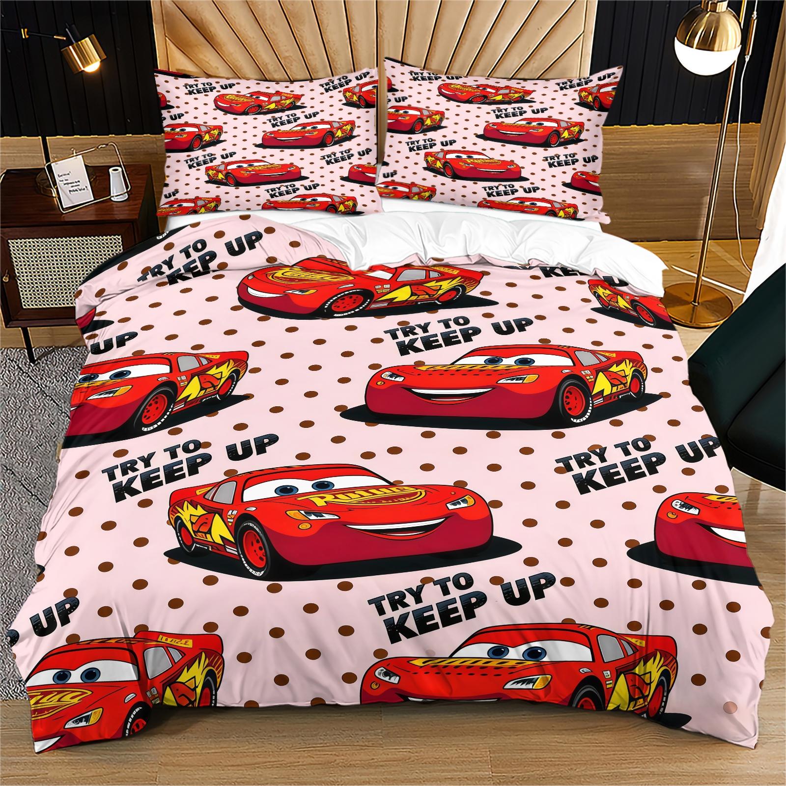 Cartoon Car Pattern Duvet Cover Set, Soft And Durable Bedding Set, Including 1 Duvet Cover And 1 Or 2 Pillowcases, Suitable For Children And Adults Daily Holiday Birthday Gifts Bedroom Decorations