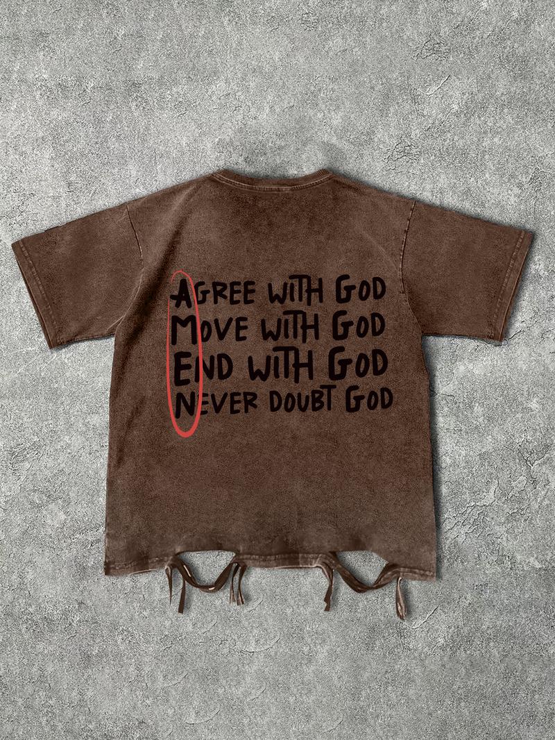 Unisex Men's Letter Print Short Sleeve Graphic Tee, Vintage Trendy Casual Double-sided Printed T-shirt for Daily Wear, Menswear for All Seasons, Top