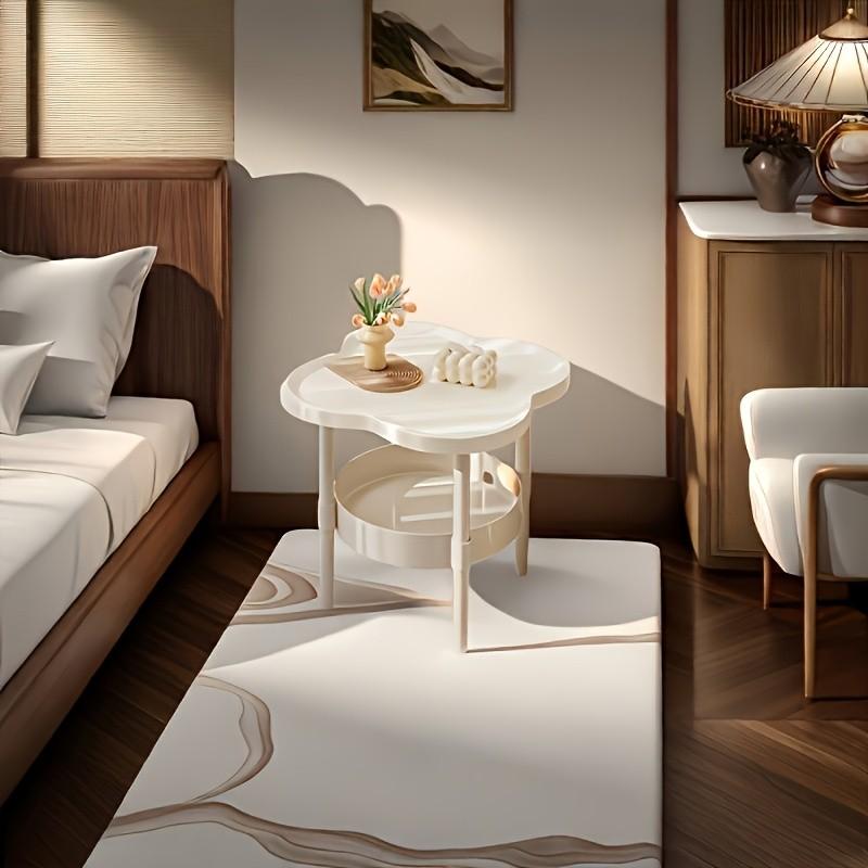 Classic Fashion Storage Table, Dual Layer Design, Ideal for Bedside, Living Room, Office, Modern Minimalist Side Table, Rounded Edge, Kitchen, Bathroom, Bedroom