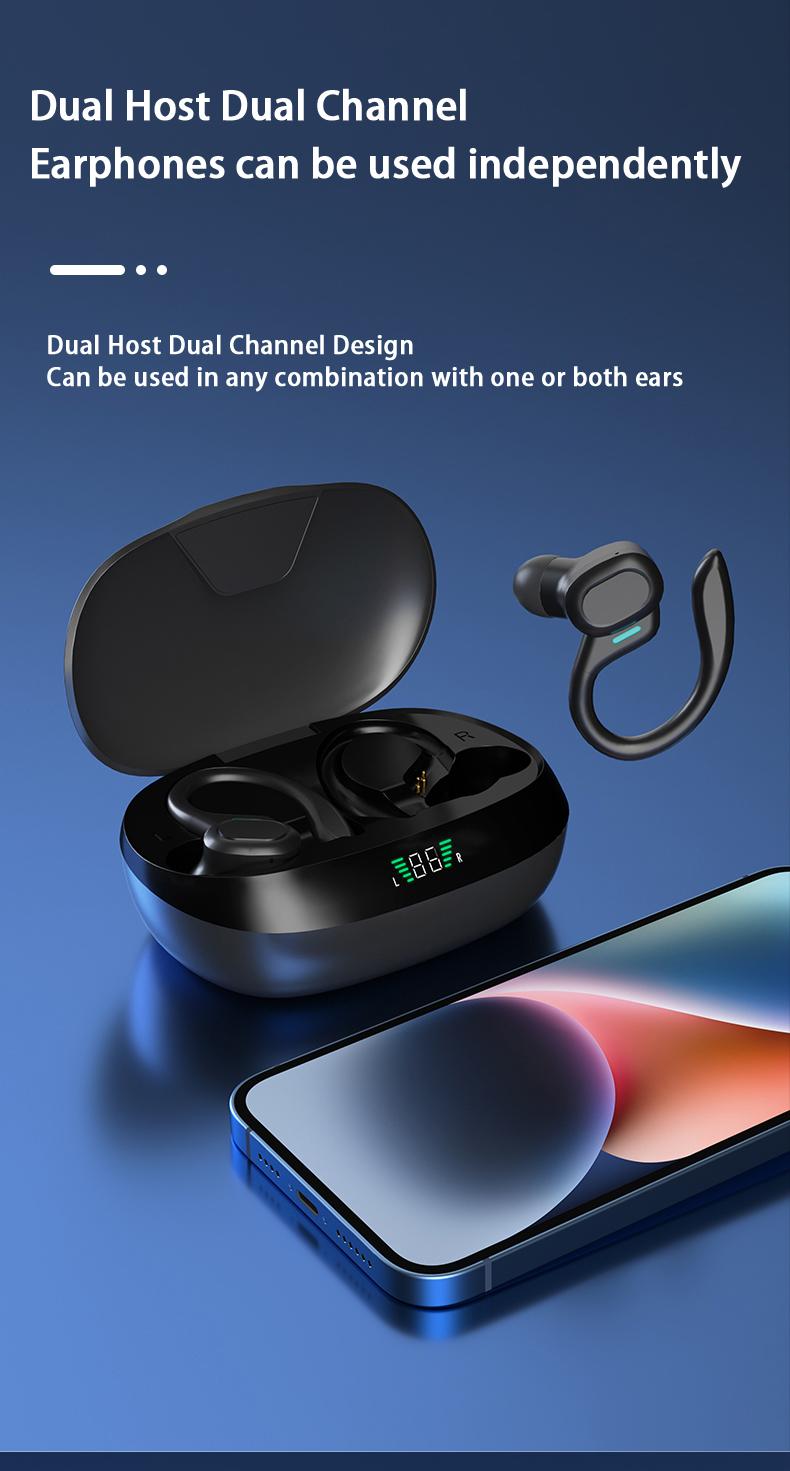 MSHUKCOE Bluetooth Headphones Wireless Earbuds With Charging Case Digital Display Sports Ear buds with Earhook Premium Deep Bass IPX5 Waterproof Over-Ear Earphones for TV Phone Laptop