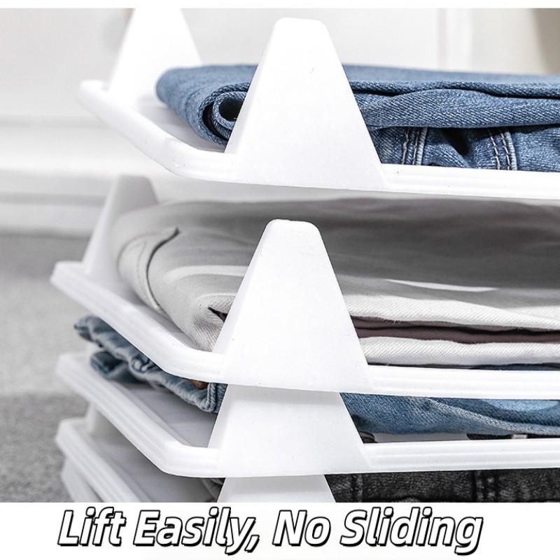 5-Pack Stackable Clothes Organizer Trays Lazy Closet Storage Rack for Shirts Anti-Wrinkle Drawer Shelf Space-Saving Wardrobe Organizer for Home Dorm Laundry Bedroom Apartment Travel Folding Clothes Board T-Shirt Sweater Storage