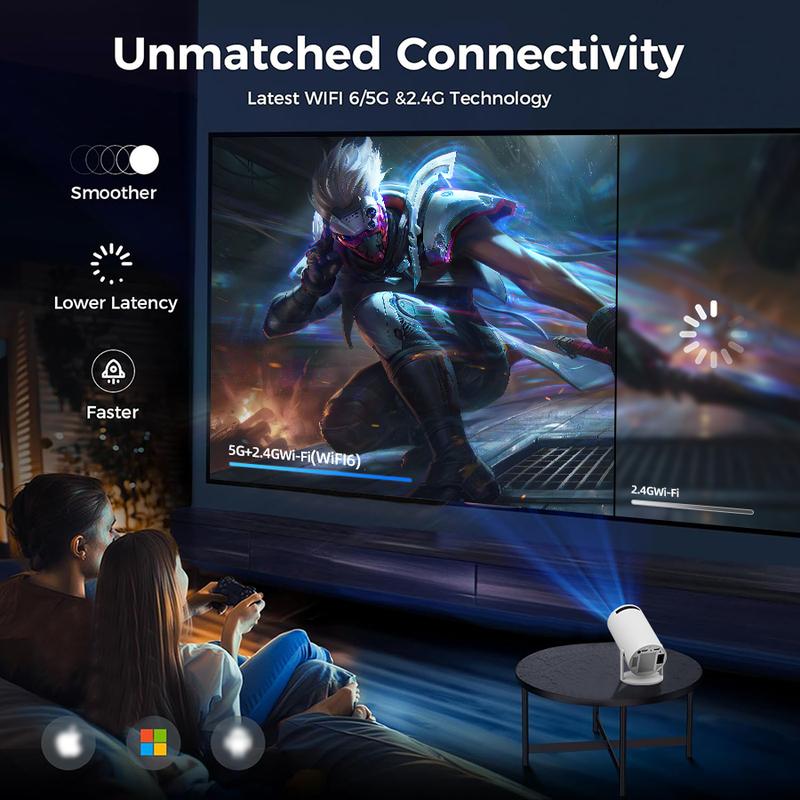 [US warehouse]Ultra-portable Mini HD Projector with 270° Rotation, Compatible with Mobile Phones TVs Laptops, Android 11.0, WiFi 6, projector 4K Decode, Perfect for Home Theaters & Parties - Audio deal screen adjustment movie  projector  magic