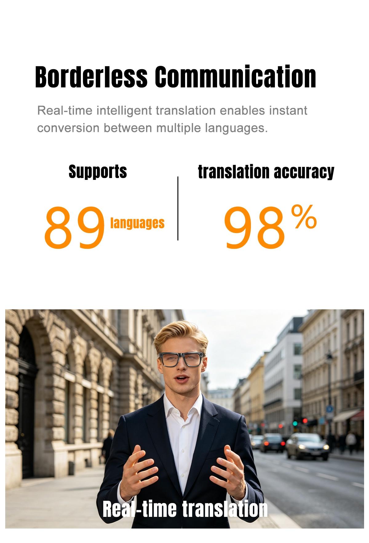 Women's AI Glasses, Wearable Tech Glasses, 8MP Camera, Hands-free Video Recording, 4GB Memory Build-in(No TF Card Need), 290Mah Battery, AI Multi Languages Translation, Wireless Translation Glasses, Bluetooth Calling, HiFi Audio, Music Control
