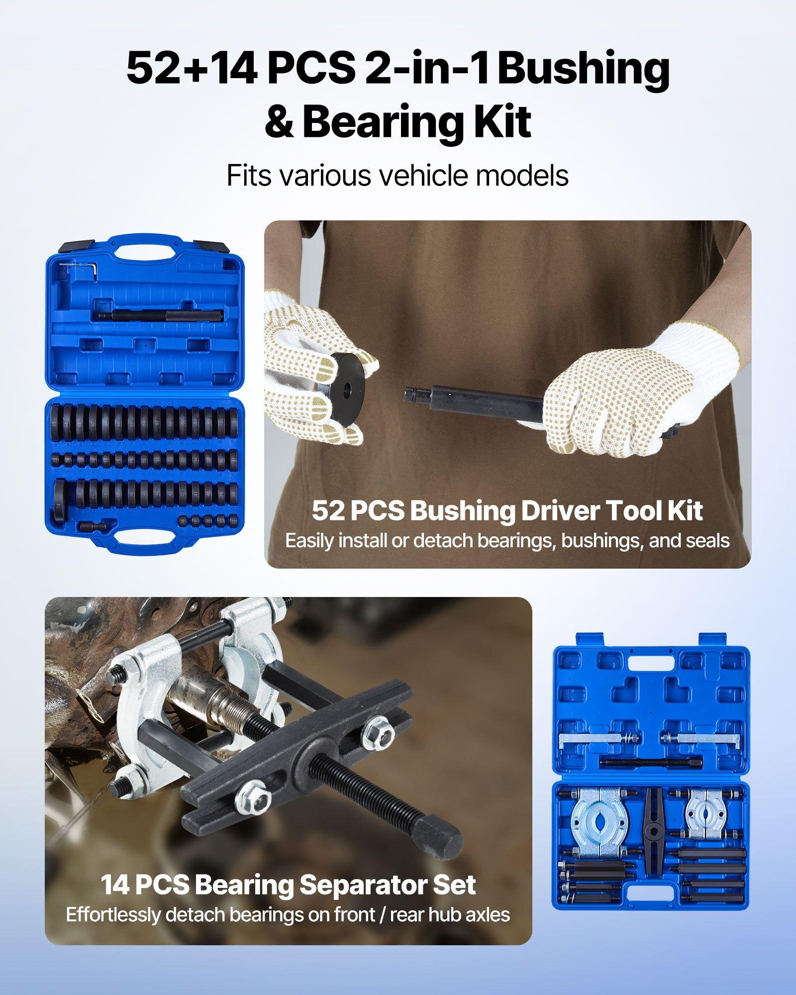 VEVOR Bearing Press Kit, 52+14 Pcs, 2 in 1 Bushing Driver Tool ...