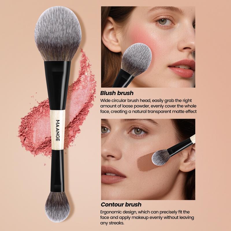MAANGE 3pcs Dual-Ended Makeup Brushes, Makeup Brushes Set, Foundation Brush Loose Powder Brush Blush Brush Contour Brush Highlighter Brush Eyeshadow Brush, Professional Cosmetic Tools for Foundation Blending & Eyeshadow Application, Gift for Women & Girls