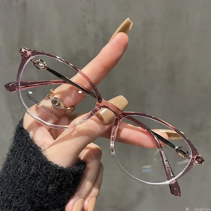 Unisex Comfort Lightweight TR90 Cat Eye Eyeglass Frame - Gradient Purple Tone, Decorative Non-Prescription Frame Suitable for Custom Prescription or Blue Light Blocking Lens Replacement, Daily Indoor Use, Tr90 Frame