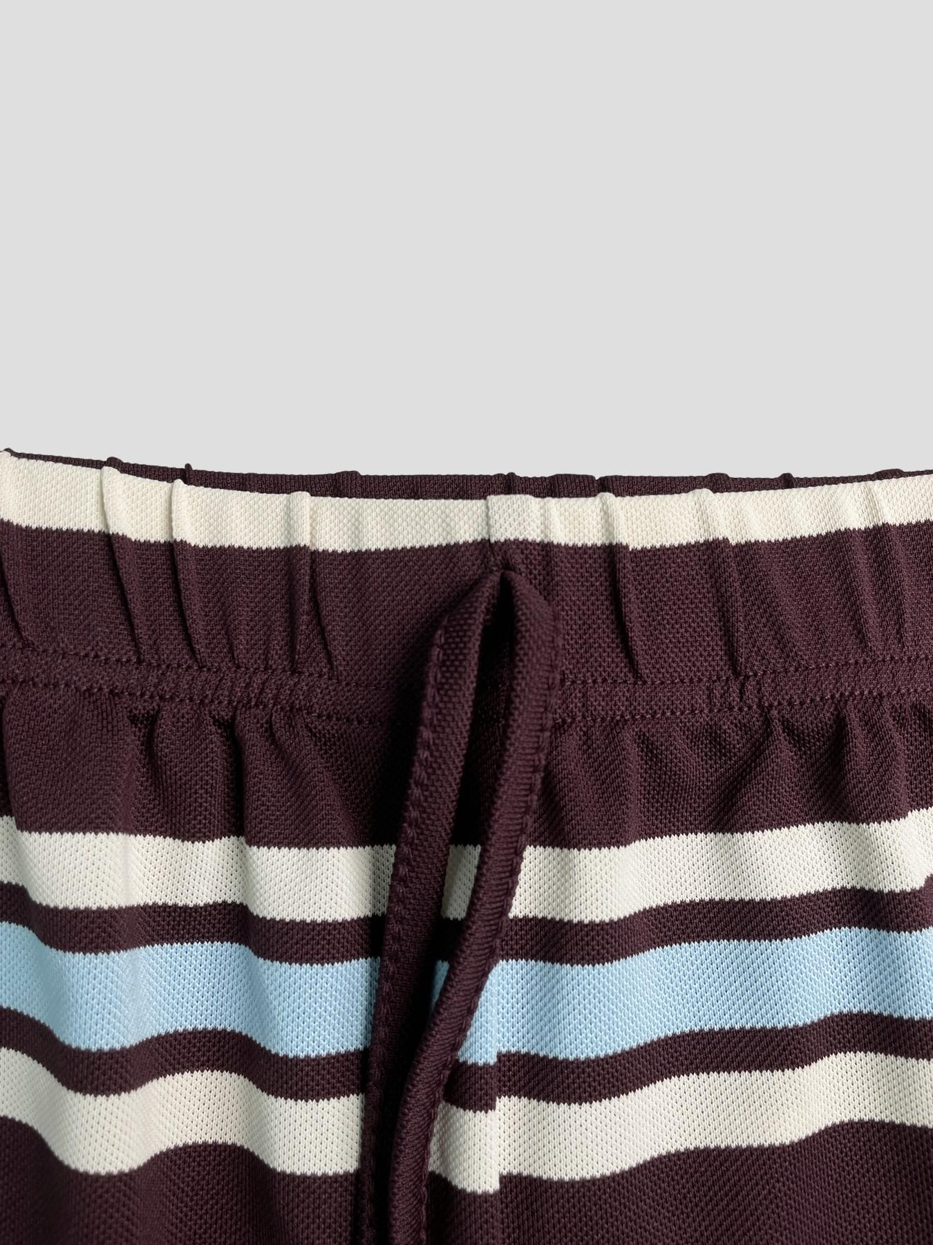 Women's Striped Knit Two-Piece Set, Crew Neck Long Sleeve Button Front Crop Top, Elastic Waist Drawstring Wide Leg Pants, Daily Casual Loungewear Vacation Wear, Soft Stretchy Breathable Women's Striped Knit Two-Piece Set, Crew Neck Long Sleeve Button Front Crop Top, Elastic Waist Drawstring Wide Leg Pants, Daily Casual Loungewear Vacation Wear, Soft Stretchy Breathable