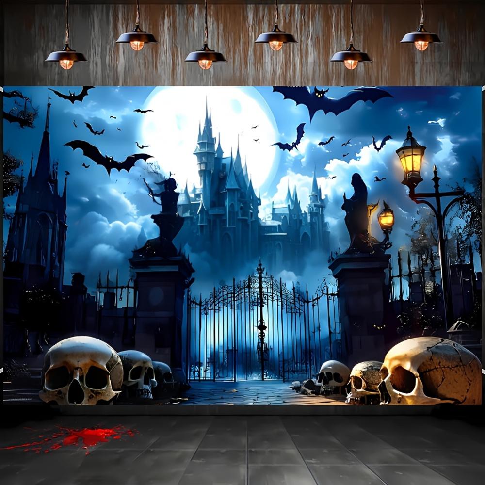 2D Flat Halloween-Themed HD Digitally Printed Polyester Photography Backdrop, Soft Lightweight Foldable Cloth for Halloween Events, Party Decoration, Portrait Shooting