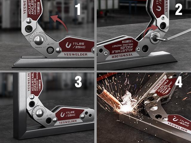 YESWELDER Adjustable Welding Magnet with Angle Scale 20-200° | 48LBs/77LBs Holding Power Magnetic Welding Positioner for Soldering, Metal Fabrication & Pipe Installation