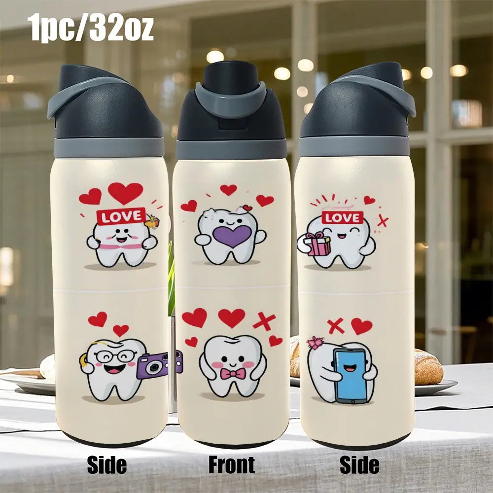 1pc 32oz stainless steel cup with high quality design - leak-proof, portable, reusable commuter, sports, party cup - High quality drinking set, sports hydration gear | Vibrant jar design | leak-proof construction,Camping outdoor