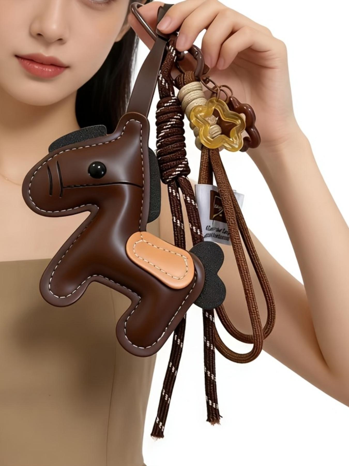 Year of the Horse Zodiac Pendant PU Leather Star & Horse-Shaped Keychain, Keychain for bags, Star Horse Bag Charm Key Chain Double Woven Rope Lanyard With Horse Charms Car Backpack Accessory Key Ring Decoration Valentine'S Day Gift