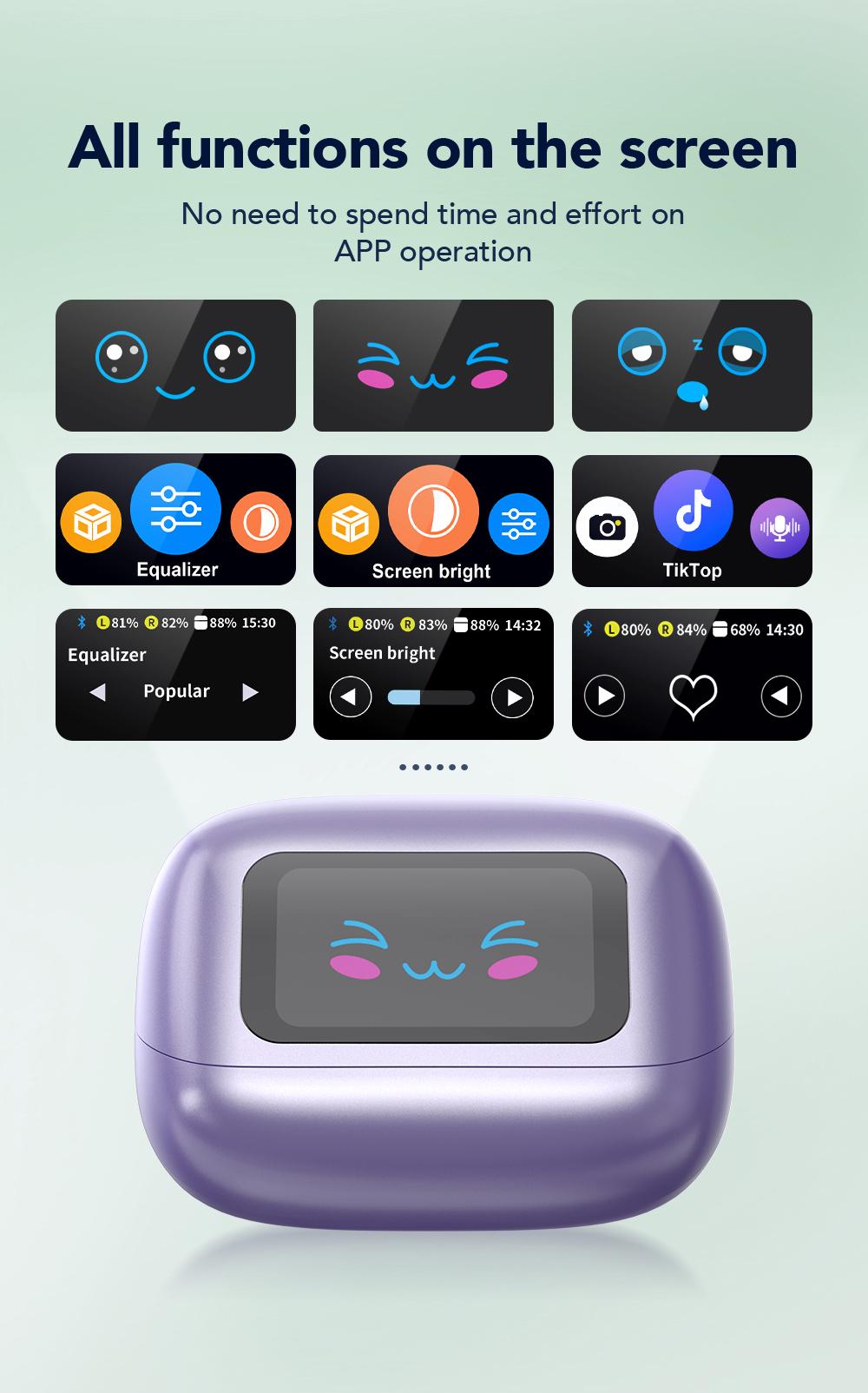 HTC NE54 Clip-On Ear Headphones Bluetooth 6.0 Full Color Touch Screen Wireless Audio Headphones IPX5 Waterproof Sports Headsets Noise Reduction Built-in Microphone for Music & Phone Calls