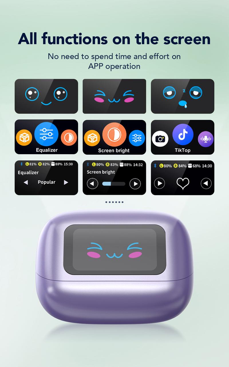 HTC NE54 Clip-On Ear Headphones Bluetooth 6.0 Full Color Touch Screen Wireless Audio Headphones IPX5 Waterproof Sports Headsets Noise Reduction Built-in Microphone for Music & Phone Calls