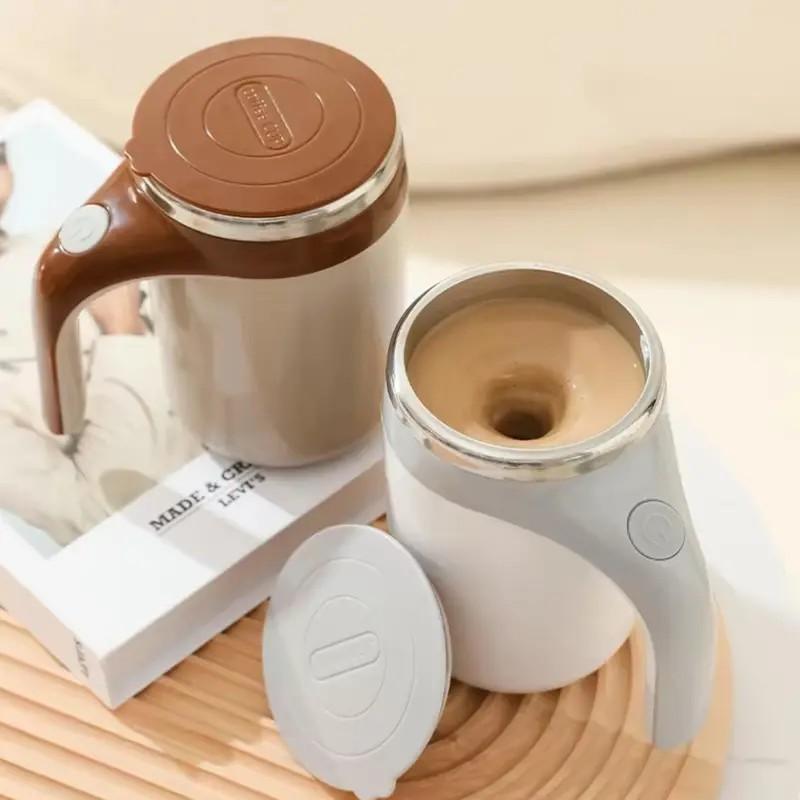 Coffeecup 380ML Electric Coffee Cup with Inert Rotating Magnet Design, Stainless Steel Automatic Stirrer, Reusable Travel Mug