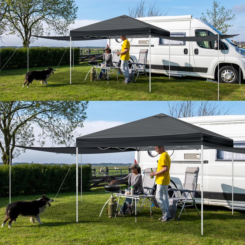 10x10FT pop up Canopy Tent with 2 sidewalls, Outdoor Canopy Tent,Adjustable Dual Awnings & Carry Bag