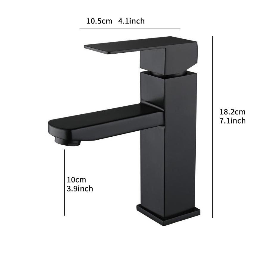 Stainless Steel Sink Faucet, Single Hole Cold Hot Water Mixer, Modern Style, Bathroom Basin Replacement Accessories
