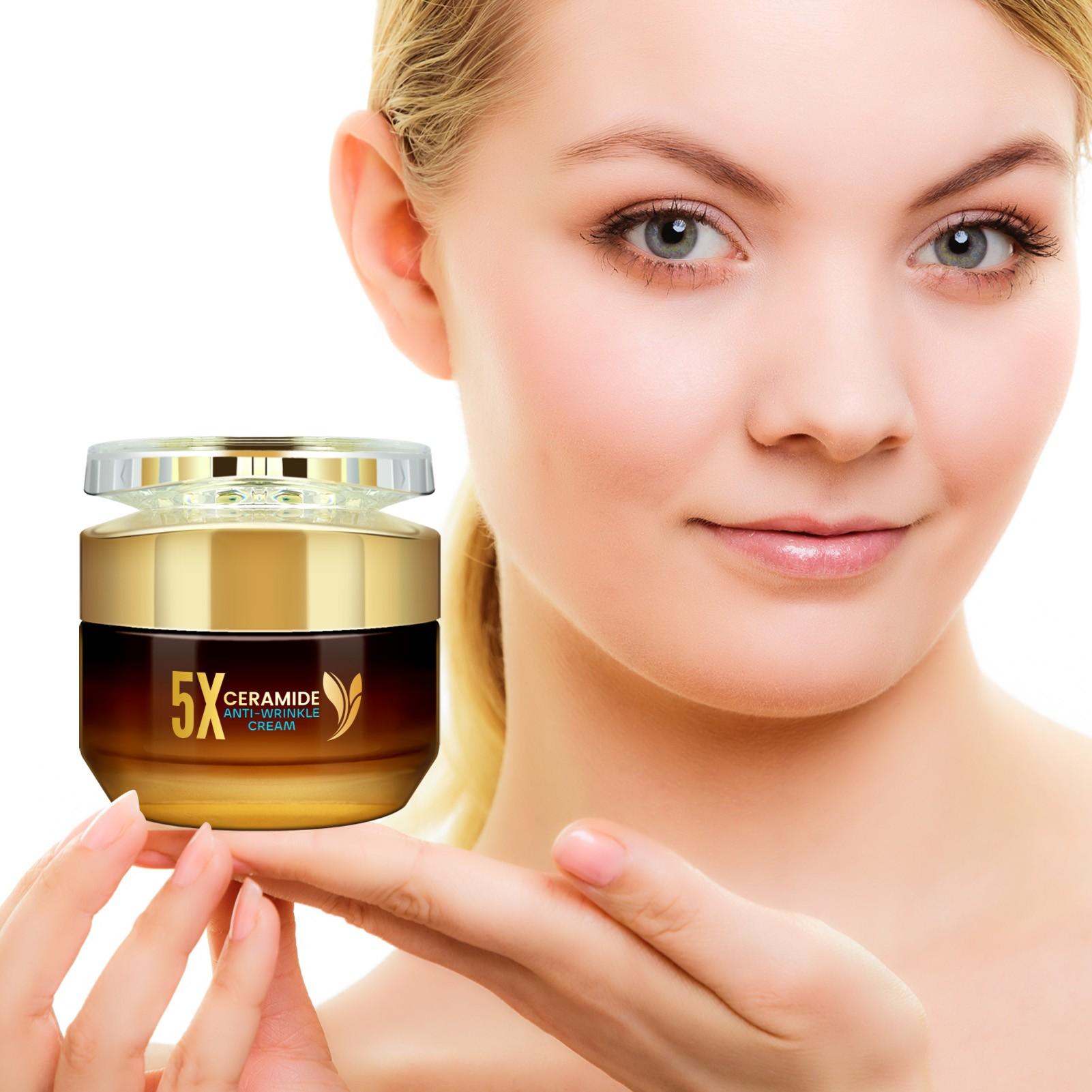 Ceramide Repair Anti-Wrinkle Face Cream, Deep Hydration, Fade Fine Lines, Improve Dark Circles, Gentle on Skin, 50g, Contains Ceramide, Centella, Ha