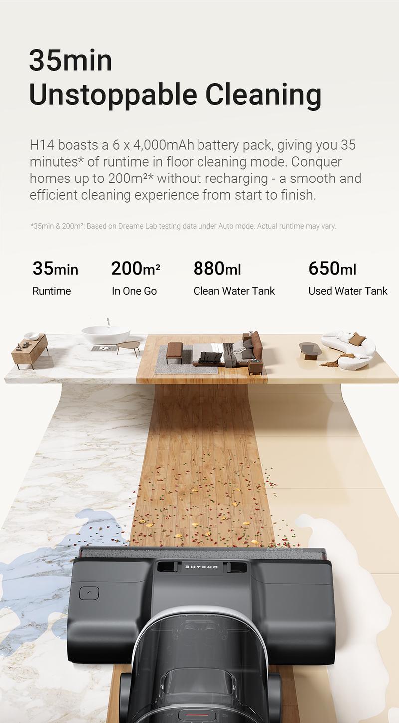 DREAME H14 / H12 Pro FlexReach Vacuum Mop, Wet and Dry Vacuum, 180° Lie-Flat Cordless Vacuum Mop Combo, 140°F Brush Washing, Fast Hot Air Drying in 5 Mins, Great for Sticky Steam Messes Cleaner Self Cleaning System Deep Cleaning Machine
