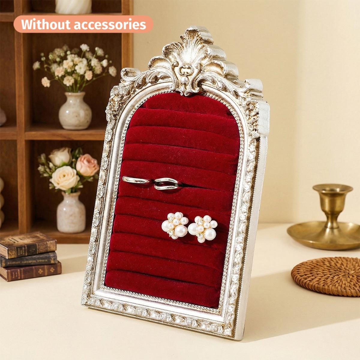 Vintage Silver Color European Style Decorative Jewelry Display Stand, Resin Material, Home Bathroom Decoration, Jewelry Organizer