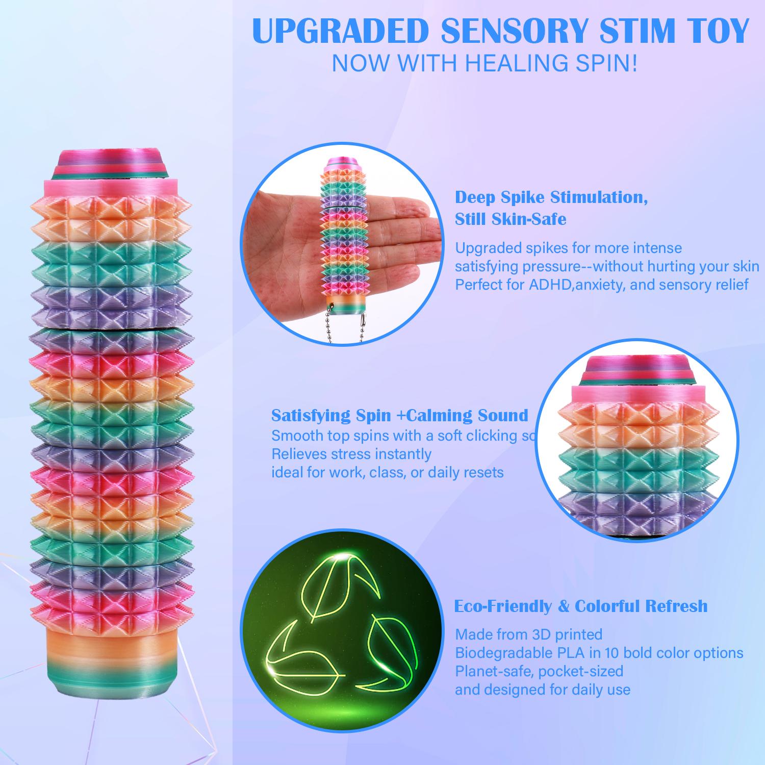 Press and Rotate Fidget Toy for Adults, 3D Printed Portable Spiky Sensory Keychain for Anxiety Relief, Pocket Stress Relief Tool for Focus and Calming littlest statues Silicone Rubber fidgets