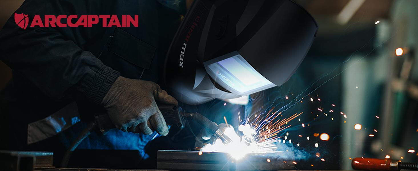 ARCCAPTAIN Large Viewing Screen Welding Helmet HSH-S800 1/1/1/1 Optical Clarity 4 Arc Sensor 1/25000s Response True Color Auto Darkening Welding Mask for Men / Dad - Welding Helmet, Compatible with welding cap