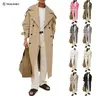 TANKANEO Women's Oversized Double-Breasted Button Trench Coat Jacket - Long-Sleeve Polyester Long-Length Fall Classic Jackets & Coats Outerwear, Basic Collar, Adjustable Belt, Relaxed Fit, Windproof, Chic, Do Not Iron, Work Office/Party Wear, Vintage