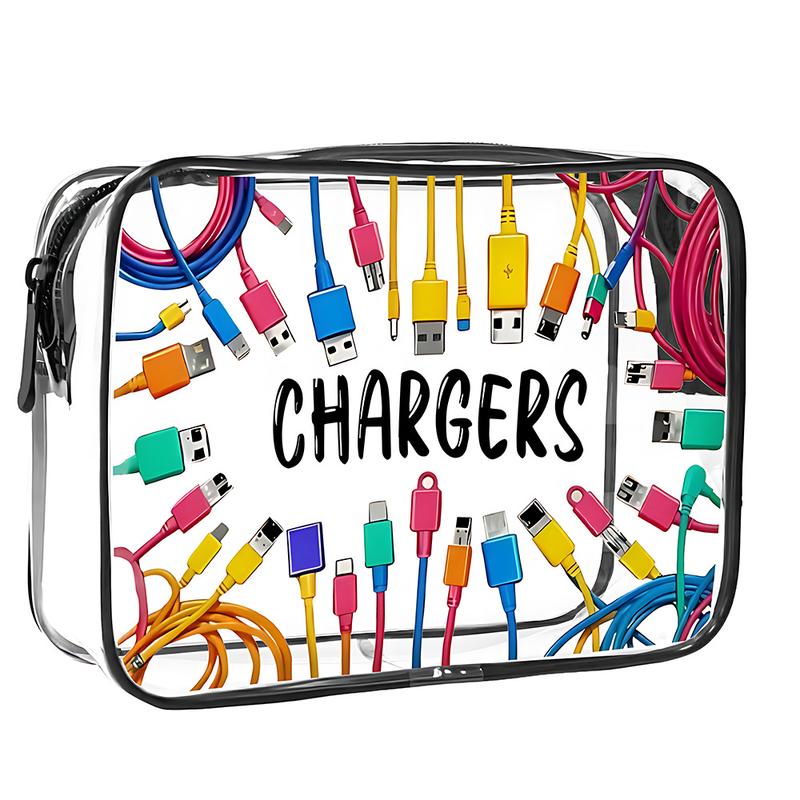 Transparent Zipper Handbag, Lightweight Travel Storage Bag, Transparent Toiletry Bag, Unisex Tech Charger Organizer, Airport Gym Daily Use, Travel Cosmetic Bags