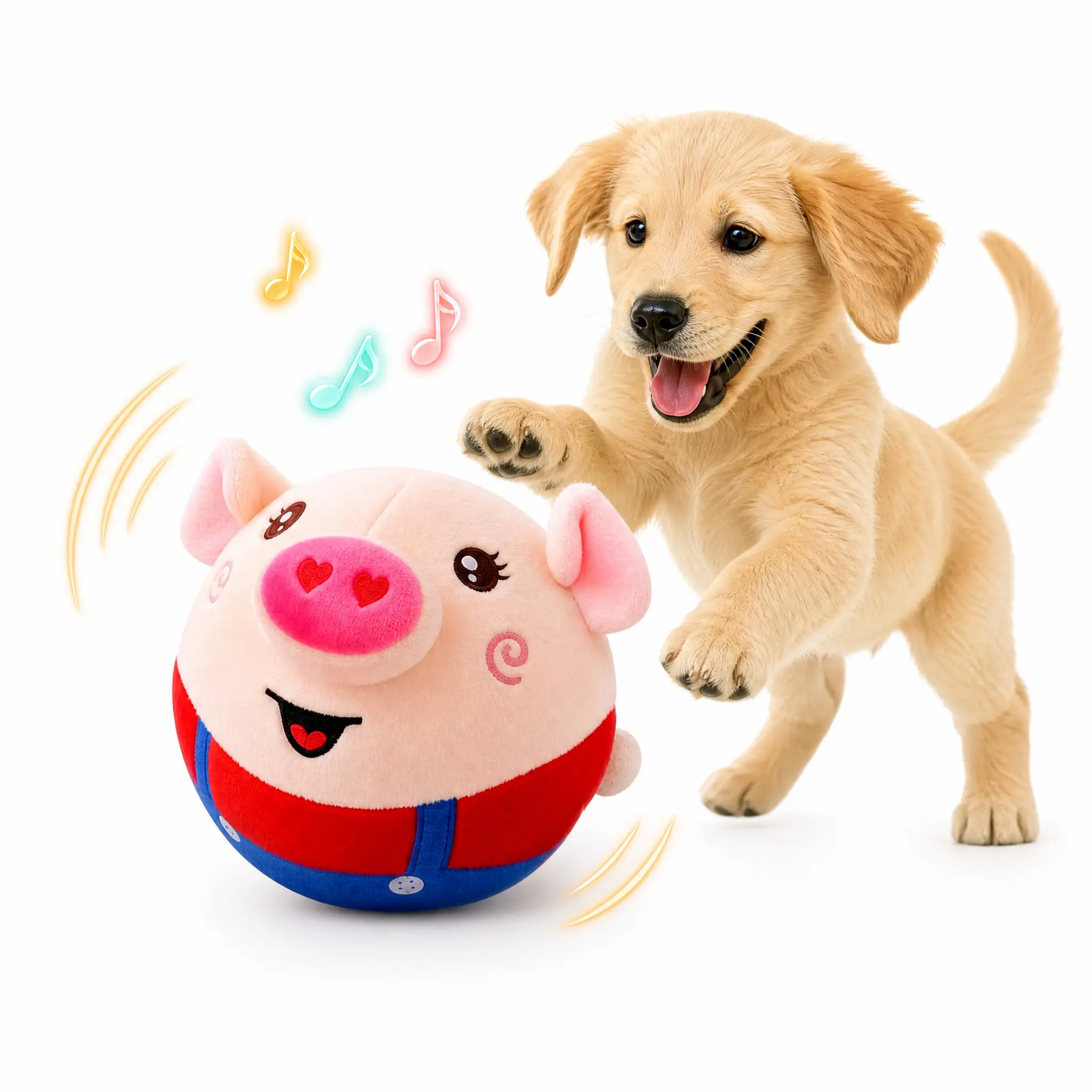 Interactive Singing & Dancing Pig Plush Toy, Cute Bouncing Dog Toy for Entertainment & Training