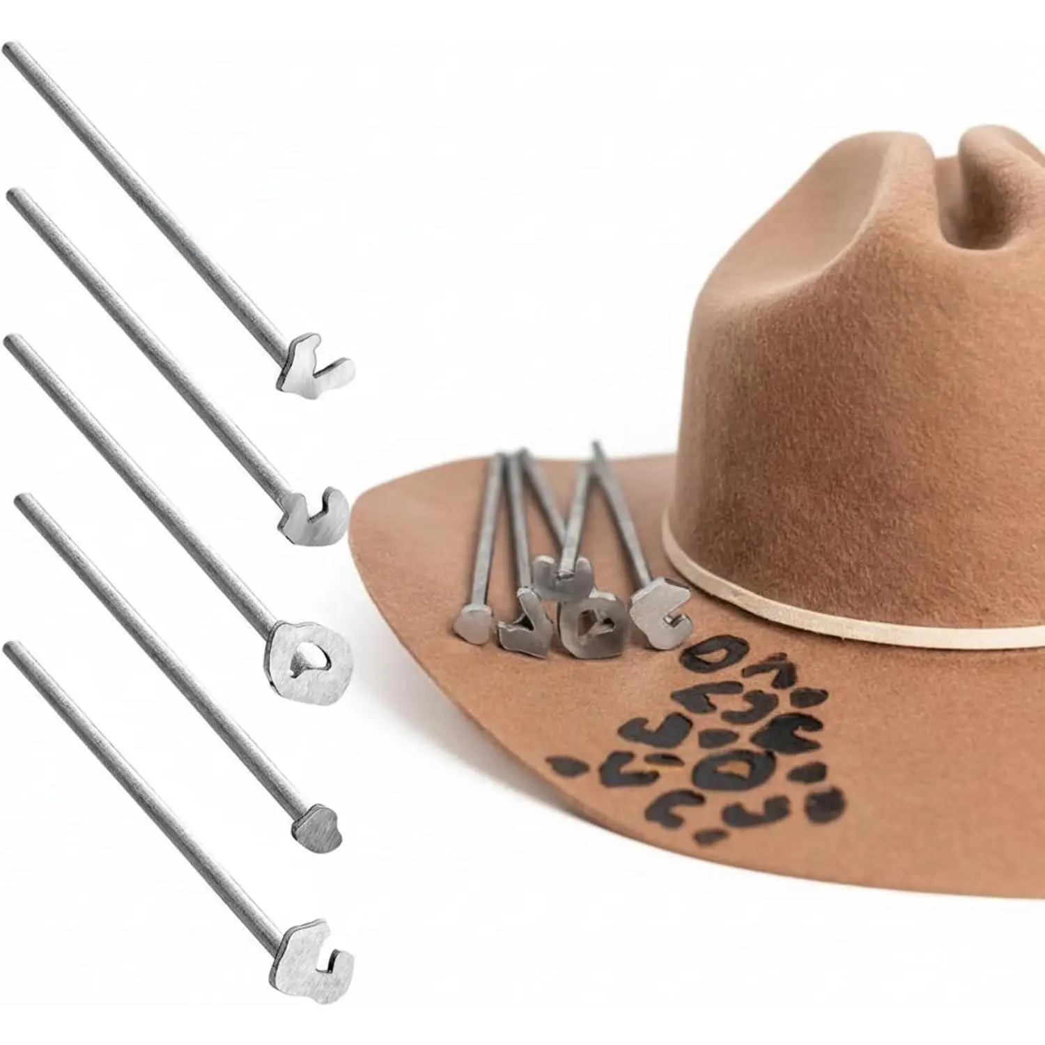 5 Pcs Mini Leopard Print Branding Irons for Personalized Crafts Make Your Own Brand Iron Artwork for Branding Hats Leather Wood Felt Cowhide