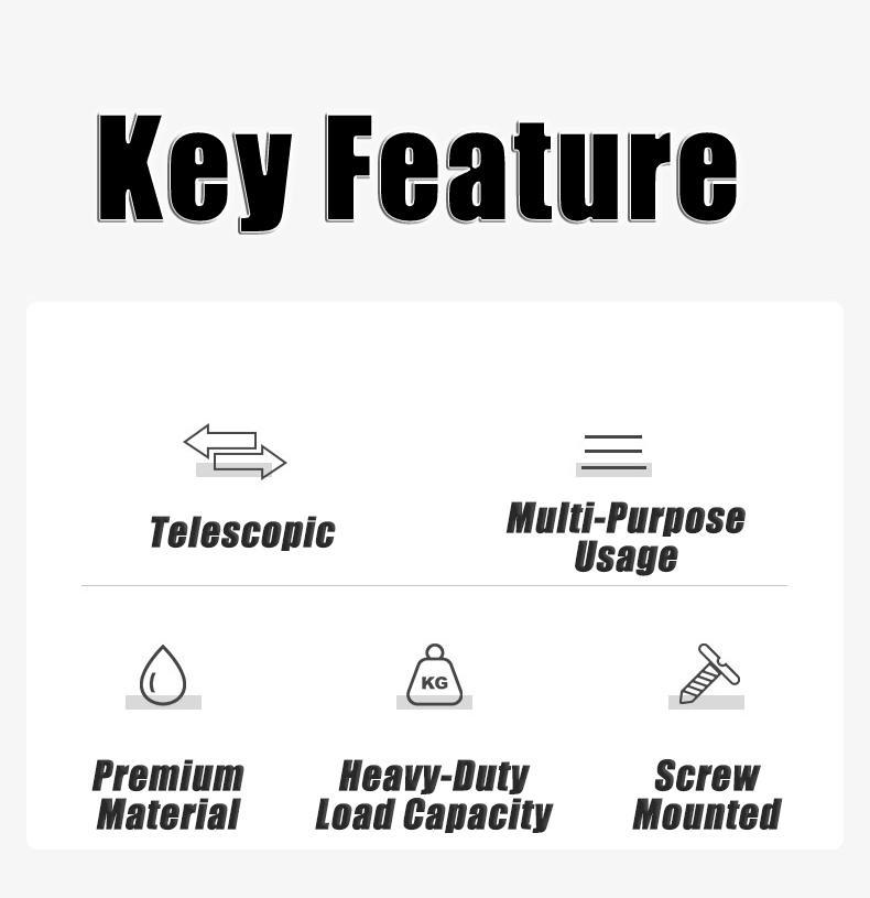 2-Piece Multifunctional Extendable Rods, Adjustable Metal Bars for Closet Storage, Durable Expandable Hanger & Clothesline, Space Saving