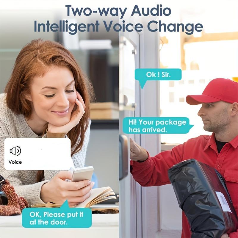 1pc SMCM Wireless Video Doorbell with HD Camera, Wide Angle, Intelligent Voice Intercom, WiFi Enabled, Battery/USB Dual Power, 400mAh Rechargeable Lithium Polymer Battery, App Control, HD Night Vision, 2.4G WiFi Only